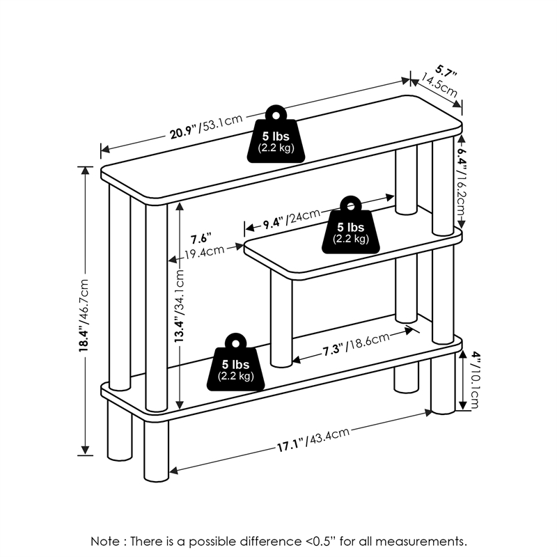 Furinno TURN-N-TUBE Slim Space Saving Storage Rack in White/White