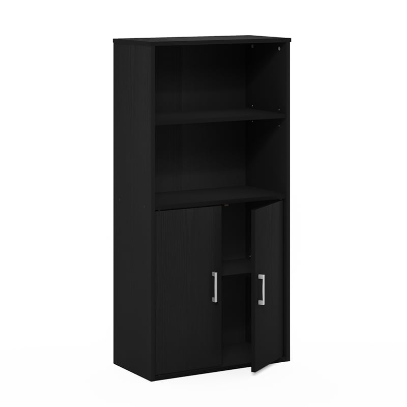 Furinno PASIR Storage Bookcase in Bookshelf in Multipurpose Shelf in Black Oak