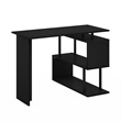 Furinno Moore L-Shape Computer Desk with 3-Tier Shelves in Americano/Black