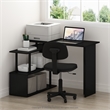 Furinno Moore L-Shape Computer Desk with 3-Tier Shelves in Americano/Black