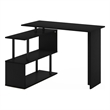 Furinno Moore L-Shape Computer Desk with 3-Tier Shelves in Americano/Black