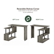 Furinno Moore L-Shape Computer Desk with 3-Tier Shelves in French Oak/Black