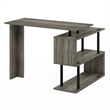 Furinno Moore L-Shape Computer Desk with 3-Tier Shelves in French Oak/Black