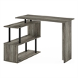 Furinno Moore L-Shape Computer Desk with 3-Tier Shelves in French Oak/Black