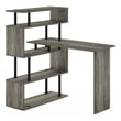 Furinno Moore L-Shape Computer Desk with 5-Tier Shelves in French Oak/Black