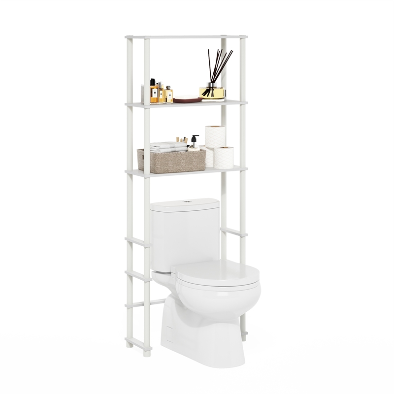 Furinno TURN-N-TUBE Toilet Space Saver with 3 Shelves in White/White