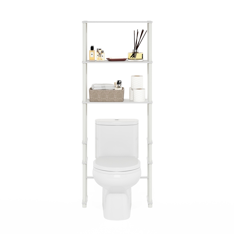 Furinno TURN-N-TUBE Toilet Space Saver with 3 Shelves in White/White