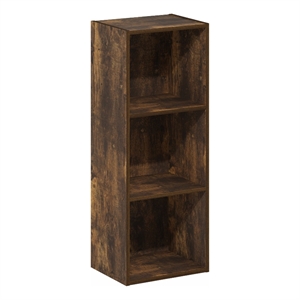 Furinno Pasir 3-Tier No Tool Assembly Open Shelf Bookcase in Amber Pine