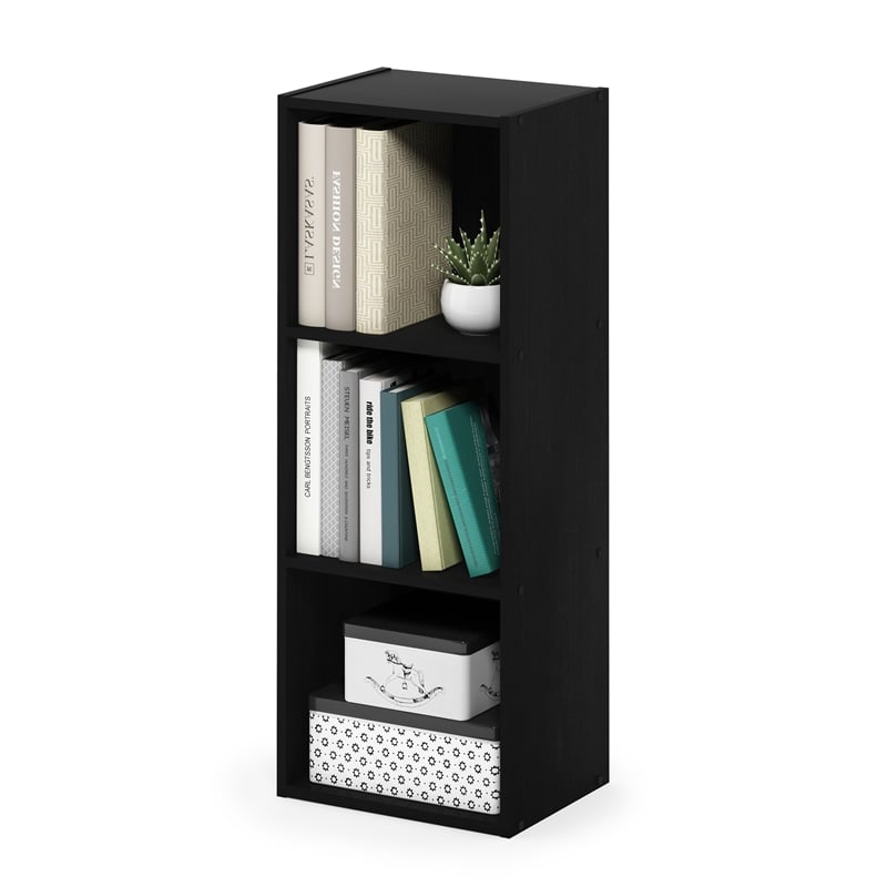 Furinno PASIR 3-Tier No Tool Assembly Open Shelf Bookcase in Blackwood