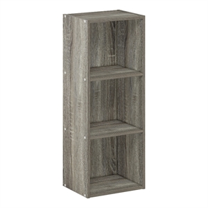 Furinno PASIR 3-Tier No Tool Assembly Open Shelf Bookcase in French Oak