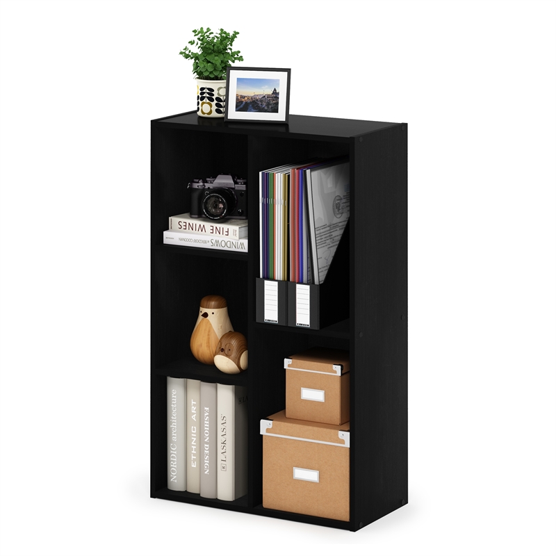 Furinno Luder 5-Cube No Tool Assembly Open Shelf in Blackwood