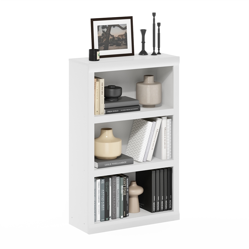 Furinno Rail 3-Tier Open Shelf Bookcase in White