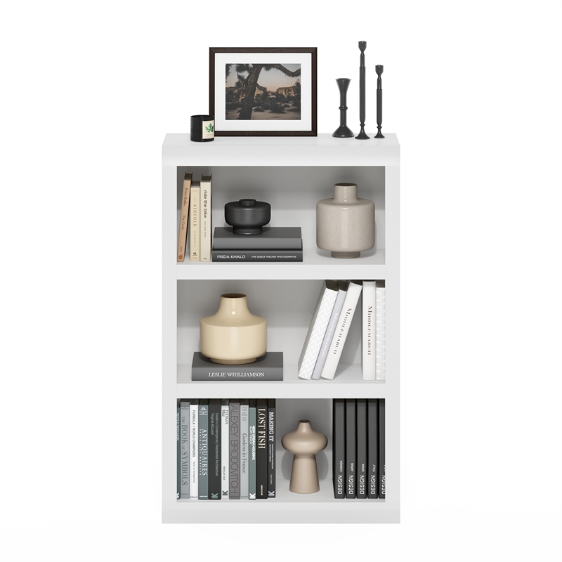 Furinno Rail 3-Tier Open Shelf Bookcase in White