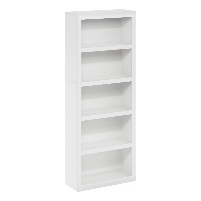 Furinno Rail 5-Tier Open Shelf Bookcase in White