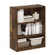 Furinno GEHRY 3-Tier Bookcase in Bookshelf with AdJUSTable Shelves in Amber Pine