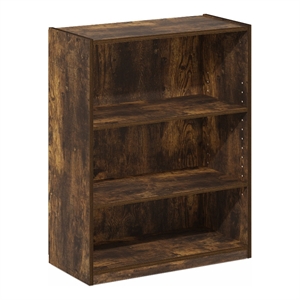 Furinno GEHRY 3-Tier Bookcase in Bookshelf with AdJUSTable Shelves in Amber Pine