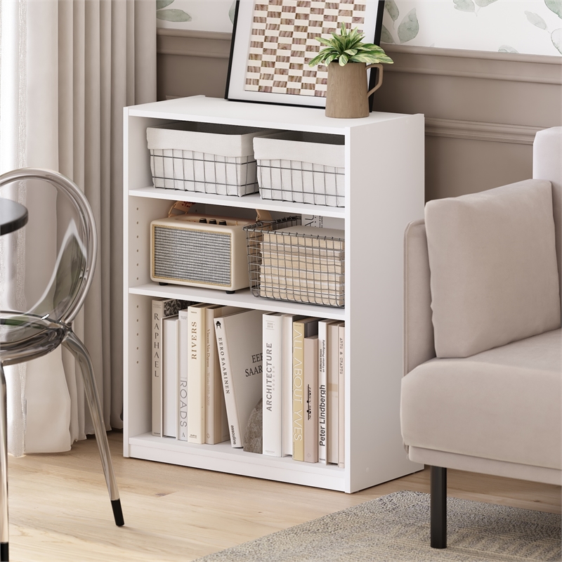 Furinno GEHRY 3-Tier Bookcase in Bookshelf with AdJUSTable Shelves in White
