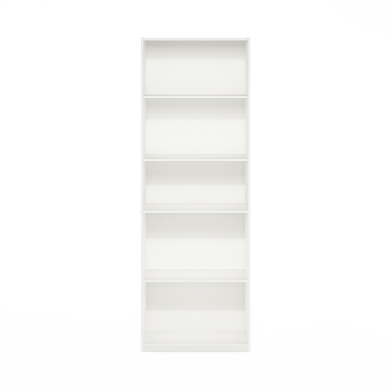 Furinno GEHRY 5-Tier Bookcase in Bookshelf with AdJUSTable Shelves in White