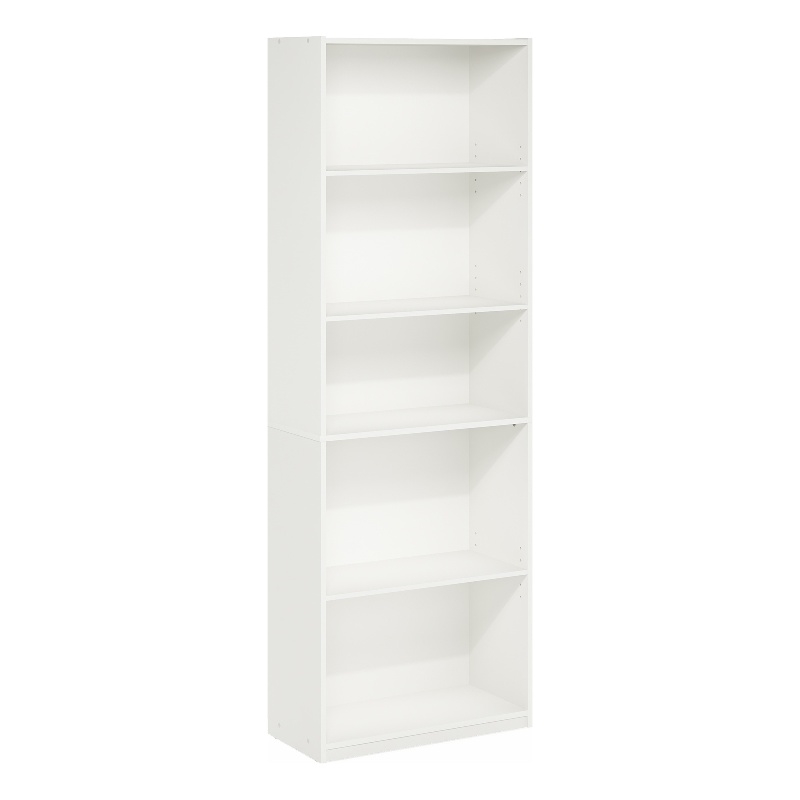 Furinno GEHRY 5-Tier Bookcase in Bookshelf with AdJUSTable Shelves in White