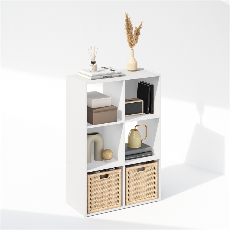 Furinno PELLI CUBIC Storage Cabinet in Bookcase in Bookshelf in 6-Cube in White