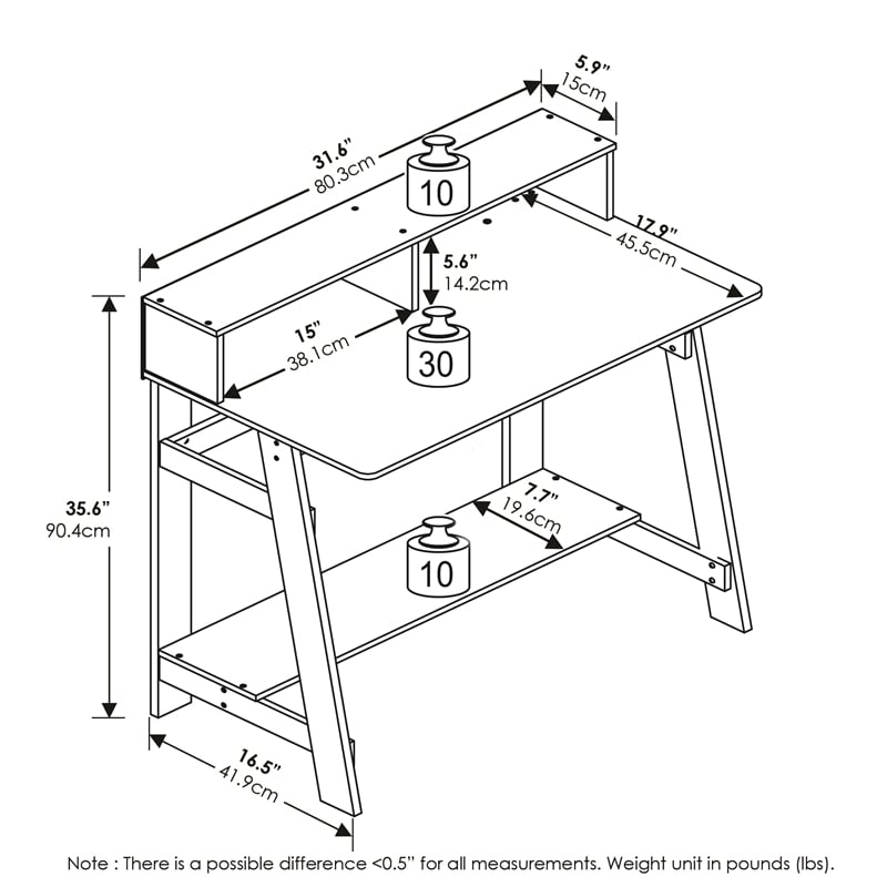 Furinno SIMPLISTIC A Frame Computer Desk in Amber Pine