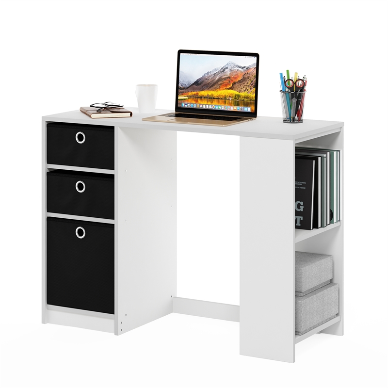 Furinno 15110 JAYA Modern Computer Study Desk in White/Black