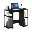 Furinno JAYA Compact Computer Study Desk in Americano in Stainless Steel Tubes