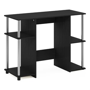 Furinno JAYA Compact Computer Study Desk in Americano in Stainless Steel Tubes