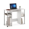Furinno JAYA Compact Computer Study Desk in White Oak in Stainless Steel Tubes