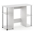 Furinno JAYA Compact Computer Study Desk in White Oak in Stainless Steel Tubes