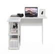 Furinno ABBOTT L-Shape Desk with Bookshelf in White/White