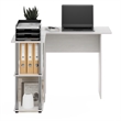 Furinno ABBOTT L-Shape Desk with Bookshelf in White Oak in Stainless Steel Tubes
