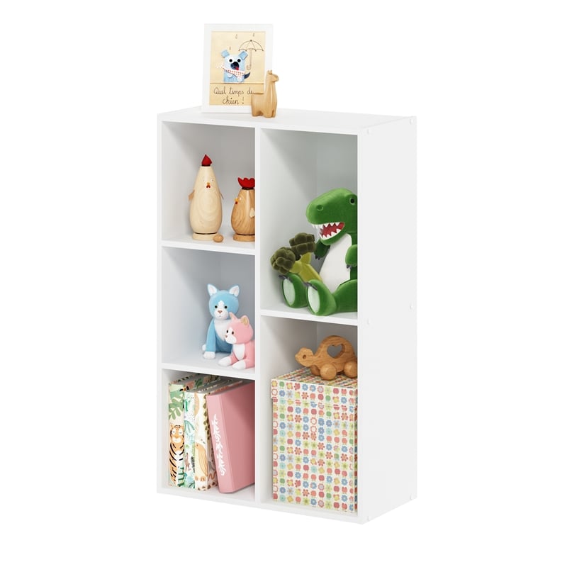 Furinno LUDER 5-Cube No Tool Assembly Open Shelf in White