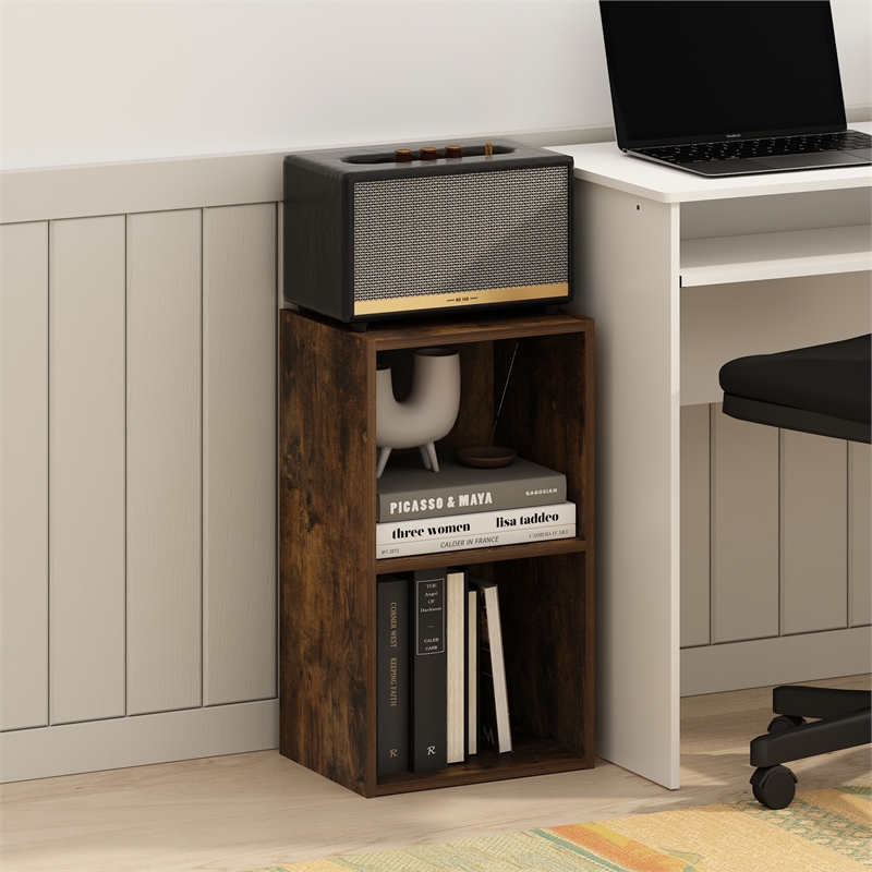 Furinno PASIR 2-Tier Open Shelf Bookcase in Amber Pine