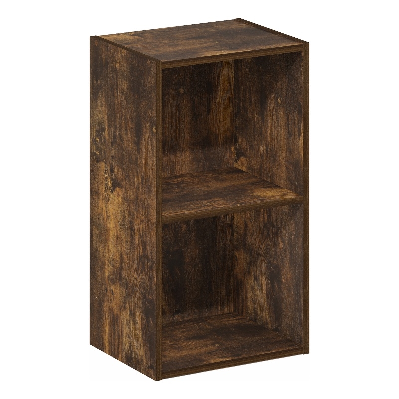 Furinno PASIR 2-Tier Open Shelf Bookcase in Amber Pine