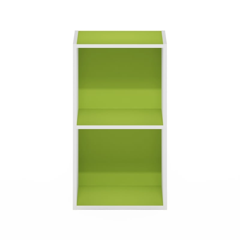 Furinno PASIR 2-Tier Open Shelf Bookcase in Green/White