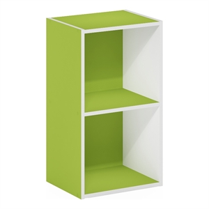 Furinno Pasir 2-Tier Open Shelf Bookcase in Green/White