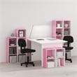 Furinno PASIR 4-Tier Open Shelf Bookcase in Pink/White