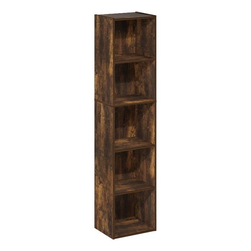Furinno PASIR 5-Tier Open Shelf Bookcase in Amber Pine