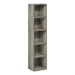 Furinno PASIR 5-Tier Open Shelf Bookcase in French Oak