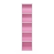 Furinno PASIR 5-Tier Open Shelf Bookcase in Pink/White