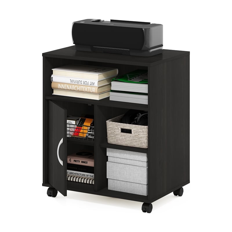 Furinno ECON Home Office Under Desk Printer Holder with Wheels in Espresso