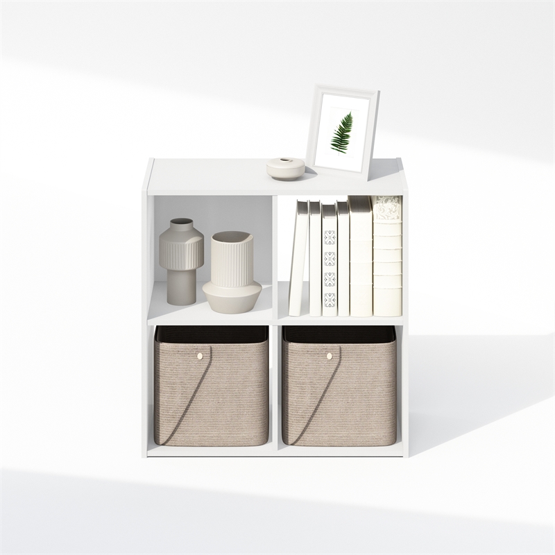 Furinno PELLI CUBIC Storage Cabinet in Bookcase in Bookshelf in 4-Cube in White