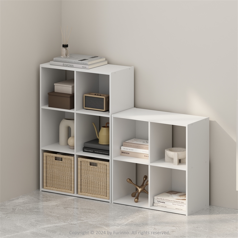 Furinno PELLI CUBIC Storage Cabinet in Bookcase in Bookshelf in 4-Cube in White