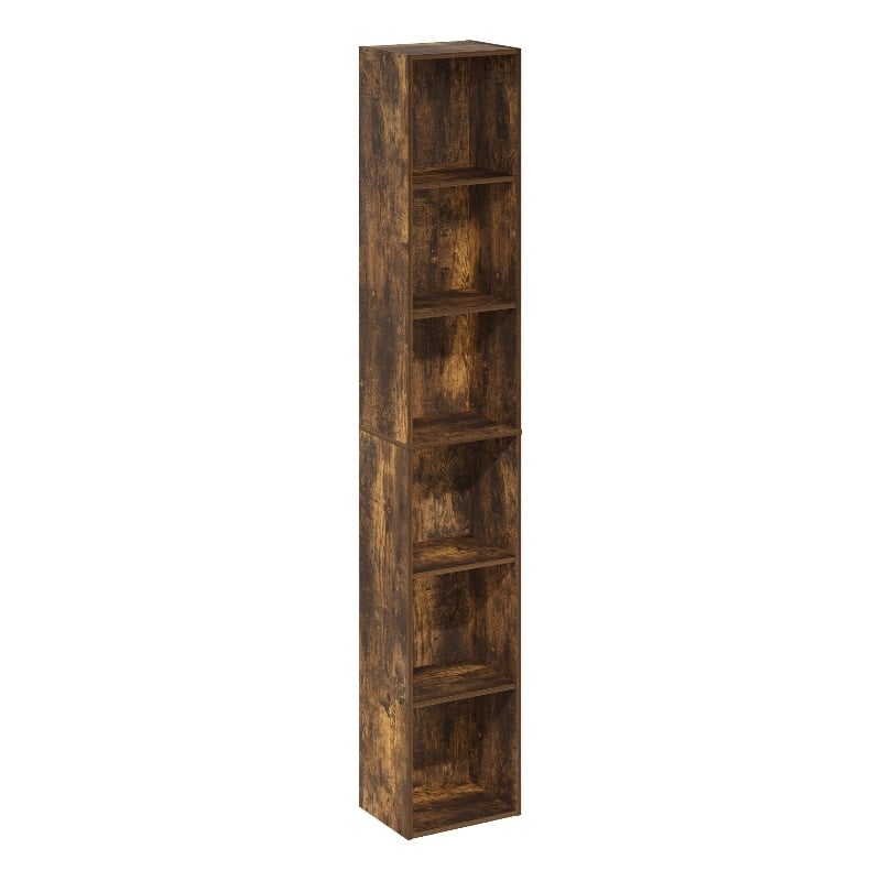 Furinno LUDER 6-Tier Open Shelf Bookcase in Amber Pine