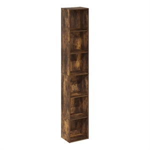 Furinno Luder 6-Tier Open Shelf Bookcase in Amber Pine