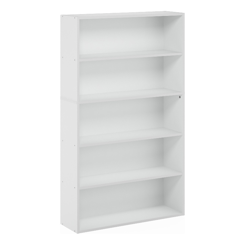 Furinno PASIR 5-Tier Open Shelf Bookcase in Bookshelf in 31.5 Inch Wide in White