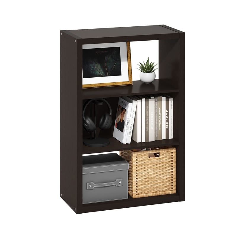 Furinno VIOLA 3-Tier Open Shelf Bookcase in Bookshelf in Dark Oak