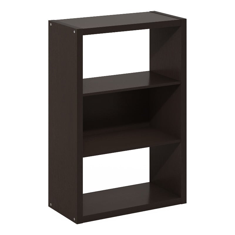 Furinno VIOLA 3-Tier Open Shelf Bookcase in Bookshelf in Dark Oak