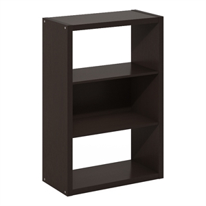Furinno VIOLA 3-Tier Open Shelf Bookcase in Bookshelf in Dark Oak
